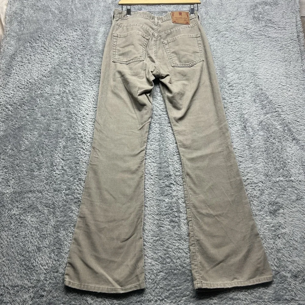 Abercrombie Fitch Corduroy Jeans Women 4 Beige Flare Bootcut Vintage 90s Y2K USA